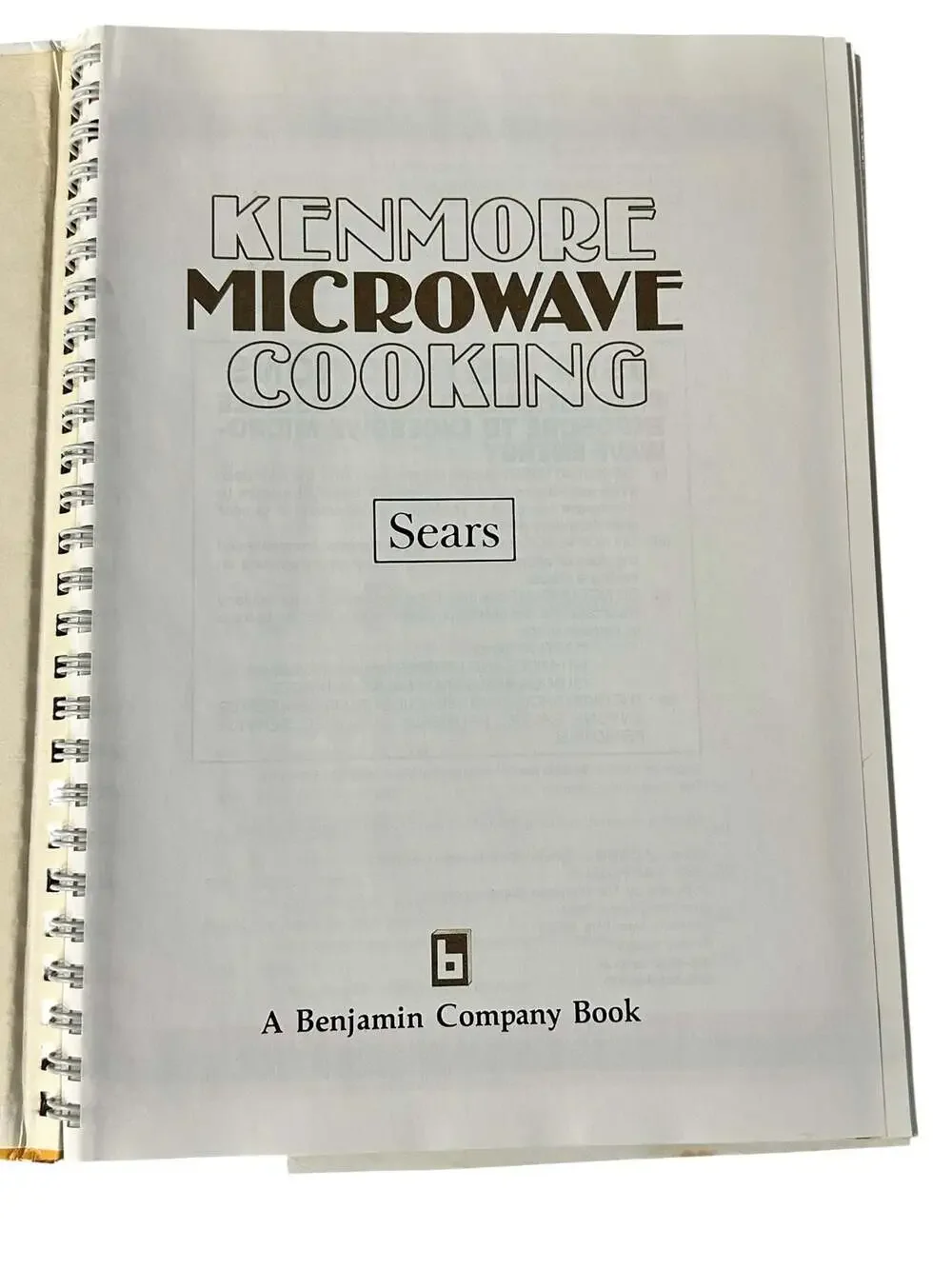 Kenmore Microwave Cooking Cookbook Sears Hardcover 1985